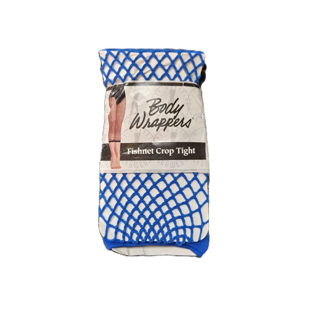 Y2K Vintage Body Wrappers Crop Fishnet Tights Royal Blue S/M USA Dancewear